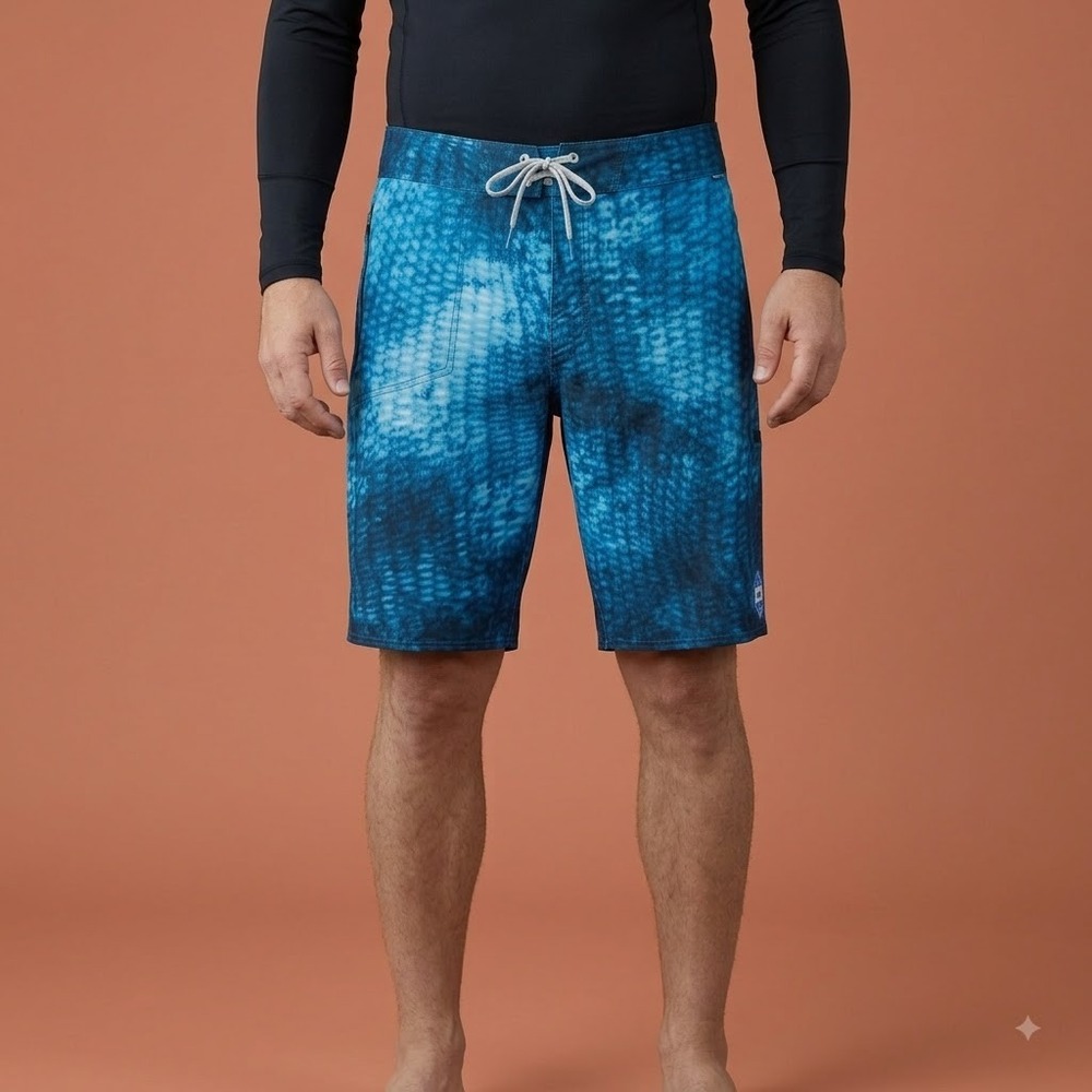 Pelagic Argonaut Boardshorts Men's 38 Blue Camo‎ Stretch Fishing Surf